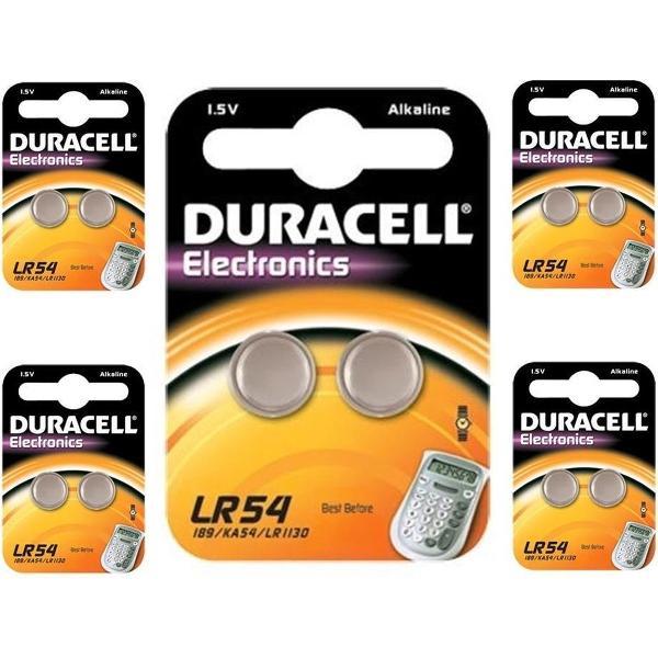 10 Stuks (5 Blisters a 2st) - Duracell G10 / LR54 / 189 / AG10 Alkaline knoopcel batterij