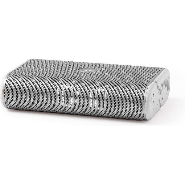 Lexon Miami Time LA107DMW - Stereo Led Wekkerradio - Zilver Marmer
