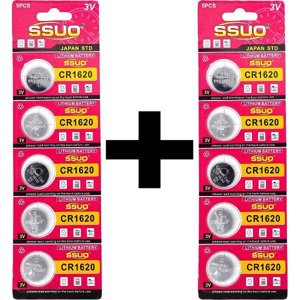 10 Stuks 3V Knoopcel Batterij - Lithium Cell CR1620 - 1+1 Gratis