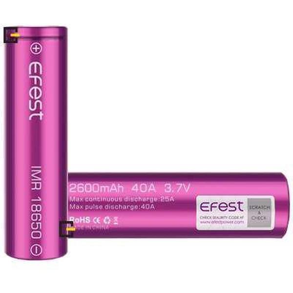 Efest 18650 Batterij 2600mAh 40A flattop batterij