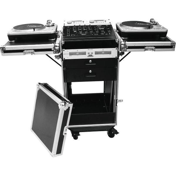 ROADINGER flightcase 19 inch - dj - met tafel op wielen TA-1, 18U