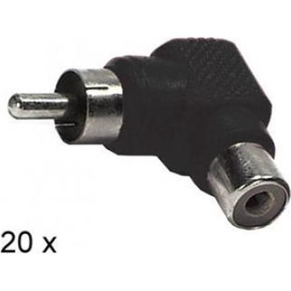 RCA 90Â° conn. mannelijk>vrouwelijk ZWART 20 stuks