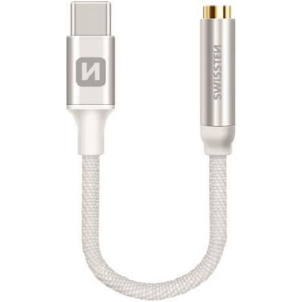 Swissten USB-C naar Jack 3.5MM(Aux) Adapter - Zilver