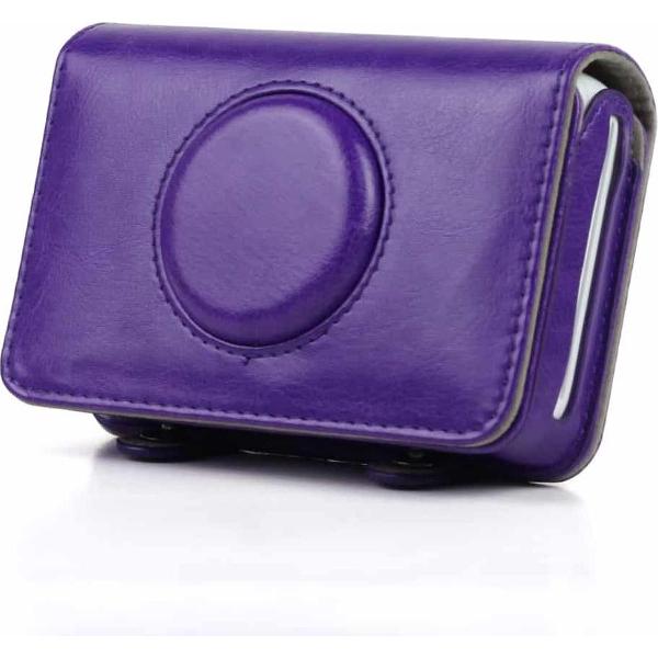 Effen kleur PU lederen tas voor Polaroid Snap Touch Camera (paars)