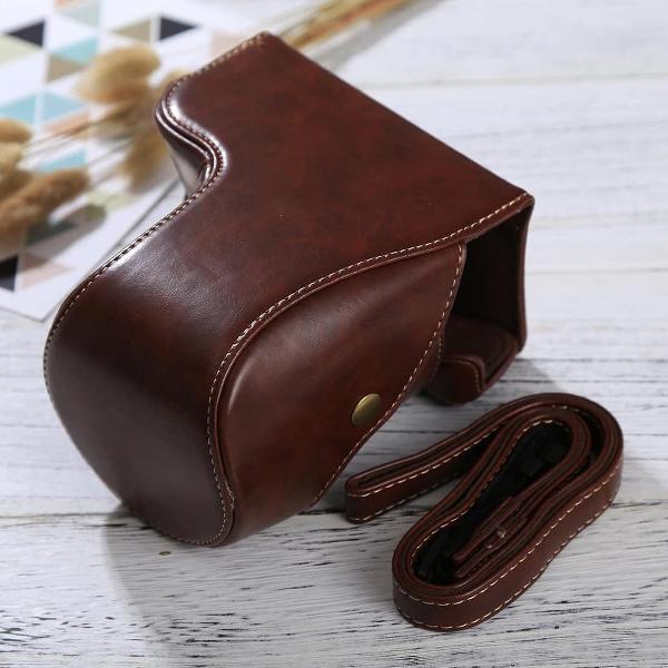 Full Body Camera PU lederen tas met riem voor Sony ILCE-6500 / A6500 (koffie)