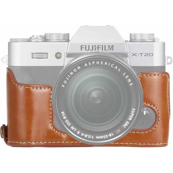 1/4 inch draad PU lederen camera half behuizing basis voor FUJIFILM X-T10 / X-T20 (bruin)
