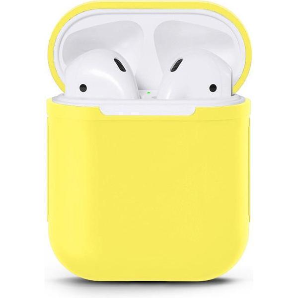 Apple Airpods Siliconen - Case - Cover - Hoesje - Speciaal voor Apple Airpods 1 en 2 - Licht Geel