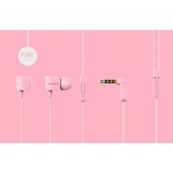 Remax RM-502 Stereo Muziek hoofdtelefoon met HD Mic in-ear 3.5mm - Roze