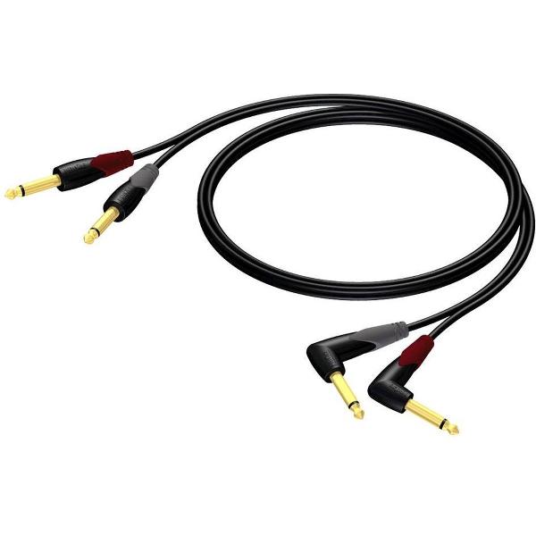Procab CLA603 mono 2x 6,35mm Jack professionele kabel met haakse connector - 3 meter