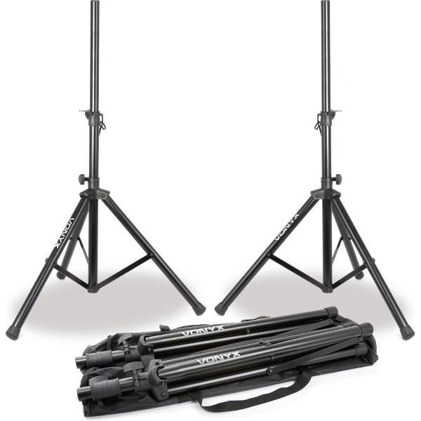 Luidspreker standaard - Vonyx set van 2x speaker standaard in tas - max. hoogte 175cm - Max. gewicht 30kg - Zwart