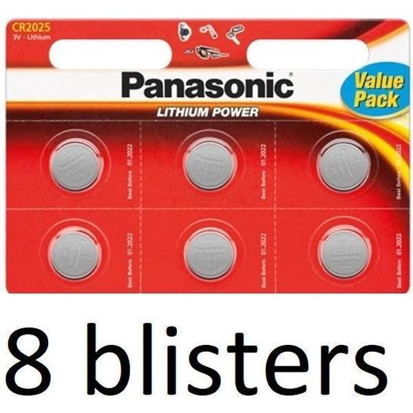 8x Panasonic CR2025 Lithium 3 V - 6 stuks