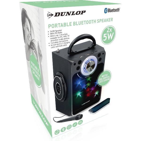 Dunlop Bluetooth Speaker - 2x 5W - FM Radio - LED Lights