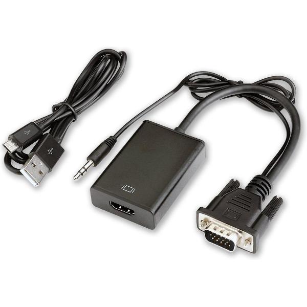 VGA naar HDMI Adapter met extra voeding - 25 cm - 1080p Full HD - Zwart