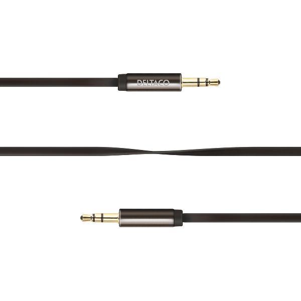 Deltaco AUD-101 3,5 mm naar 3,5 mm Stereo audiokabel 1 m platte kabel voor smartphone, tablet, PC en notebook