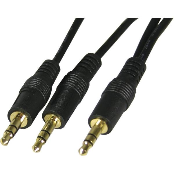 DELTACO MM-17B, Verloop van 1x naar 2x 3.5 meterm (Male) stereojack, 5 meter