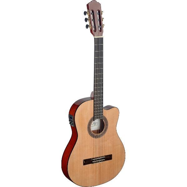 Angel Lopez MEN TCE S : 4/4 elektro-akoestische klassieke gitaar met cutaway, smalle body en massief sparren top