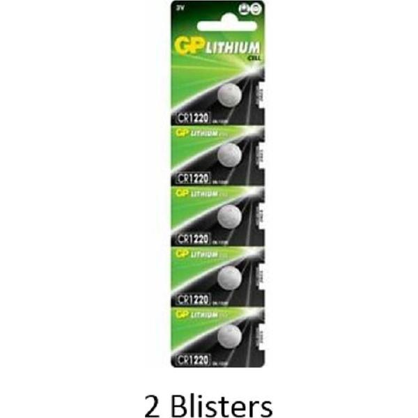10 stuks (2 blisters a 5 stuks) GP Lithium CR1220 3V