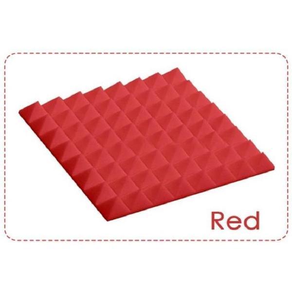Akoestisch Studioschuim, Geluidsdemping panelen, Pyramid Tiles - 50 x 50 x 5 cm - Rood