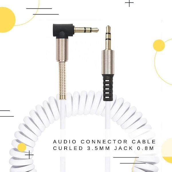 GoodvibeZ CurlZ | Wit | Stereo Audio Jack KabelS 3.5 mm - AUX Kabel Gold Plated - Male to Male - Zwart - 0,8 meter | Mobiel / Stereo / MP3 Speler / TV /