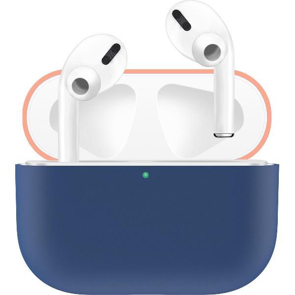 KELERINO. Siliconen Case voor Apple AirPods Pro - Hoesje - Blauw / Oranje