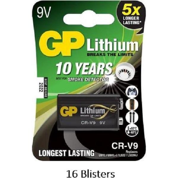 16 stuks (16 blisters a 1 stuks) GP Lithium 9V/FR9
