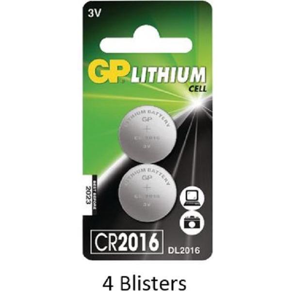 8 stuks (4 blisters a 2 stuks) GP Lithium CR2016 3V