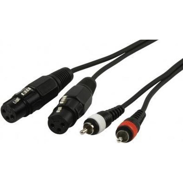 HQ 1.5m 2xRCA/2xXLR, M/M 1.5m 2 x RCA XLR (3-pin) Zwart audio kabel