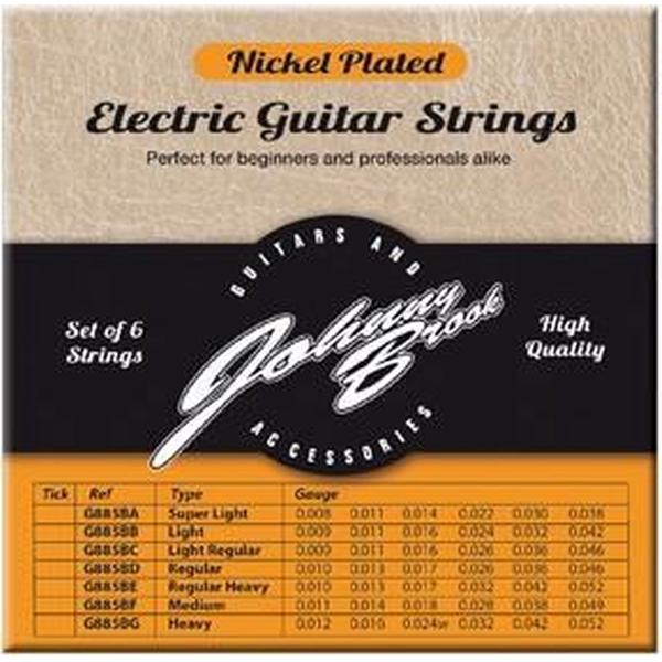 Set van 6 Nickel Plated Stalen Elektrische Gitaar Snaren - Gauge Medium