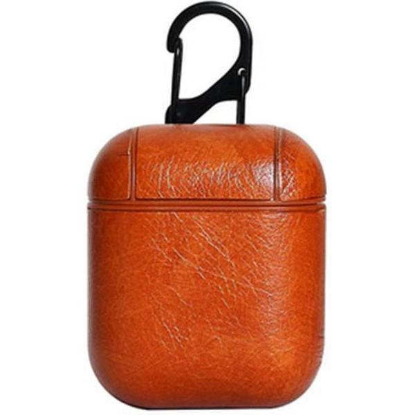Airpods Leren Case Cover - Hoesje voor Apple Airpods Leer - Licht Bruin