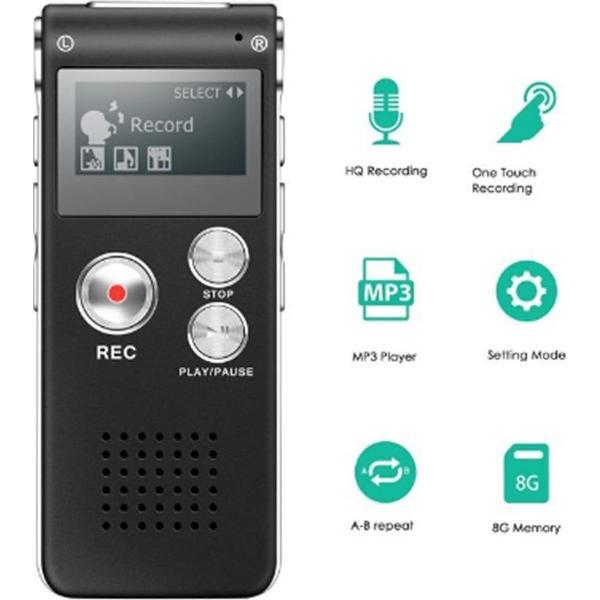 8GB Digitale Audio Voice Recorder / Memorecorder Zwart