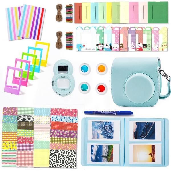 Accessoires Set voor Fujifilm Instax Mini 8 en 9 Case met Hoesje, Filters en meer - Lichtblauw