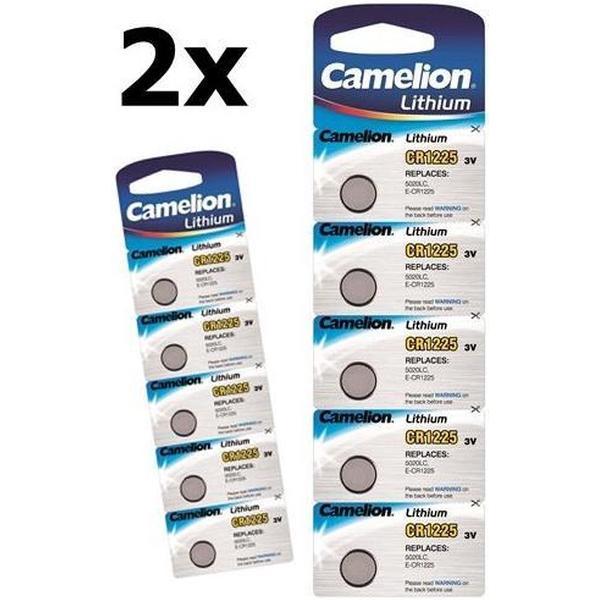 10 Stuks (2 Blister a 5st) Camelion CR1225 48mAh 3V batterij