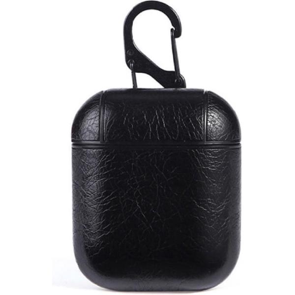 AirPods case leer - Leren AirPods hoesje - Cover voor Apple Airpods - Zwart leer