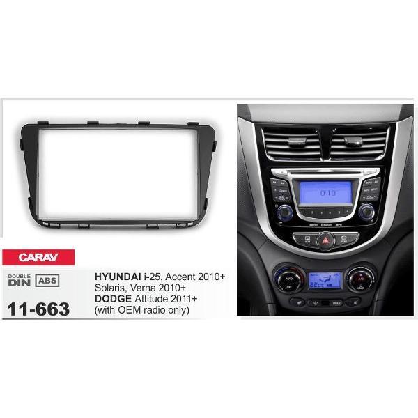 2-DIN frame / paneel voor HYUNDAI i25, Accent, Solaris, Verna 2010+ / DODGE Attitude 2011+ (with OEM radio only) (11-663)