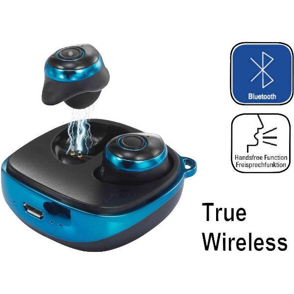 Renkforce RF-BTK-200 True Wireless In Ear oordopjes Blauw, Zwart