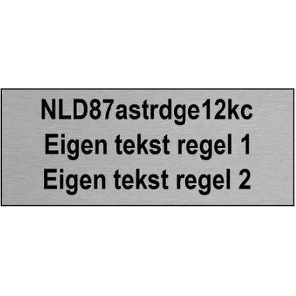 Droneplaatje met exploitantnummer in Aluminium 50x20mm + eigen tekst