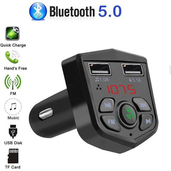 WVE Goods FM Transmitter Bluetooth Draadloze Carkit 2020 / MP3 Speler Mobiel / Handsfree Bellen in de Auto / AUX input / Lader / USB Flash drive / Muziek / Audio / Radio / Carkit