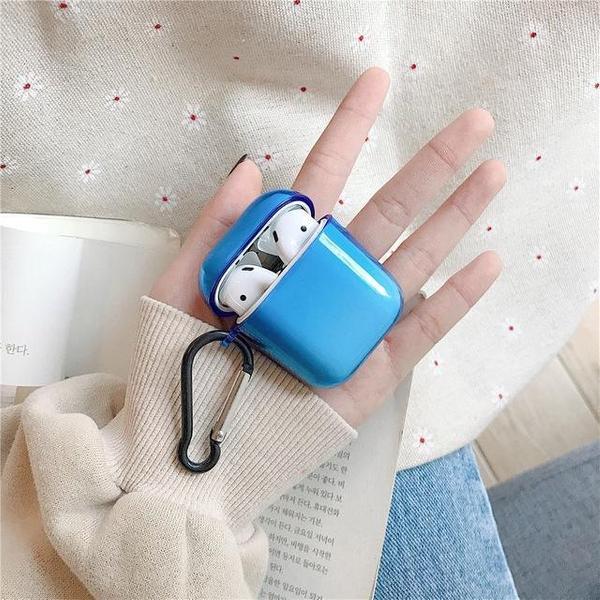 Airpods 1/2 hoesje - Blauw - Transparant - case