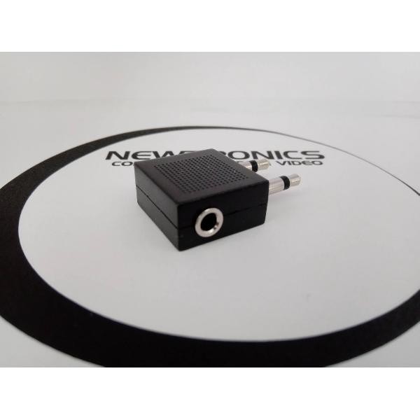 Newtronics Audio adapter 1x3.5mm vrouwelijk - 2x 3.5mm mannelijk stereo - vliegtuigadapter