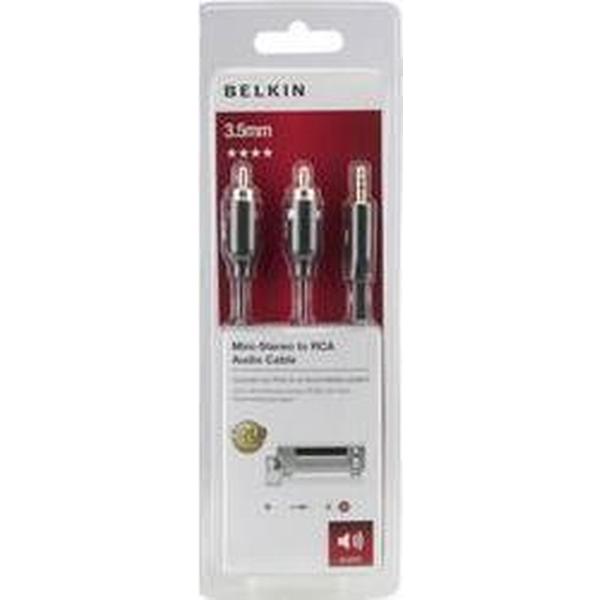 Belkin F3Y116bt5M Jackplug / Cinch Audio Aansluitkabel [1x Cinch-stekker - 1x Jackplug male 3.5 mm] 5.00 m Zwart Vergulde steekcontacten