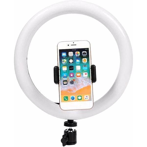 Selfie LED Ring Lamp 33Cm /12 inch en Telefoonhouder (Zonder Statief) – Studiolamp – Selfie - lamp - Ringlamp - Tik tok - flitser – Make up light – Studiolamp – Ring Light van HiCHiCO