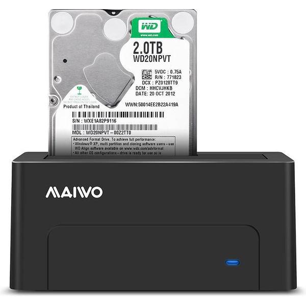 Maiwo K308C USB-C Dockingstation - 2,5”, 3,5” SATA HDD SSD - 3.1 GEN2 - SATAIII 6 Gbps - Tot 14 TB - 10 Gbps - Zwart