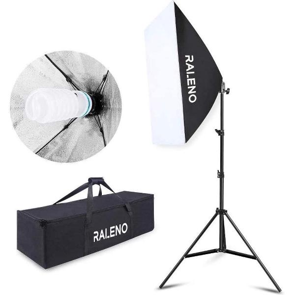 Gutos Softbox continu licht studiolichtkit, RALENO fotolamp, fotoapparatuur verlichtingskit met statief draagtas 85W fotolamp