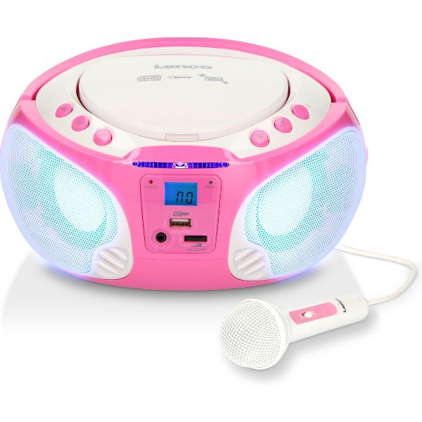 Lenco SCD-650 - Karaoke Radio/CD-speler - Roze