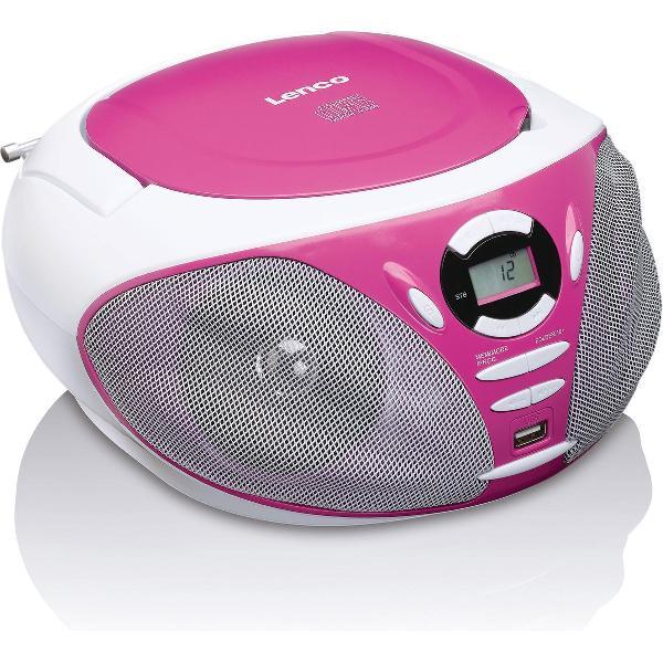 Lenco SCD-300 - Radio CD-speler met AUX-aansluiting - Roze