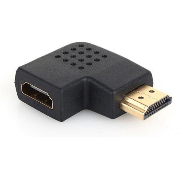 Vergulde HDMI 19-pins mannelijk naar HDMI 19-pins vrouwelijke adapter met 90 graden hoek (zwart)