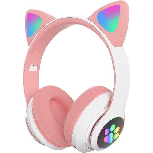 Cat Headphone | Roze | Bluetooth | Wireless Stereo Koptelefoon | Noise Reduction Technology | Kat | Katten Oortjes | LED Verlichting | Kinderen | Hoofdtelefoon | Kids | Over Ear Headset