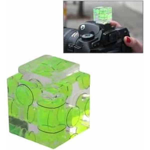 Drievoudige waterpas op camera flitsschoen 3D (groen)