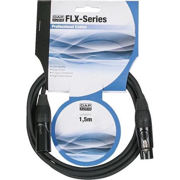 Microfoonkabel DAP X-type FLX01150- bal. XLR/M 3 p. > XLR/F 3 p. 1,50 m