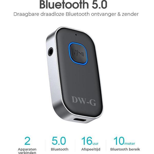 DW-G Bluetooth Receiver / Bluetooth Audio Receiver & Transmitter / FM Transmitter / Bluetooth Ontvanger / AUX / 3.5MM / Streamer
